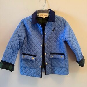 The Beaufort Bonnet Company Caldwell Quilted Coat – Blue w/ Navy Corduroy Trim